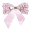 Embellished Crystal Hair Bow Barrette Clip - Pink
