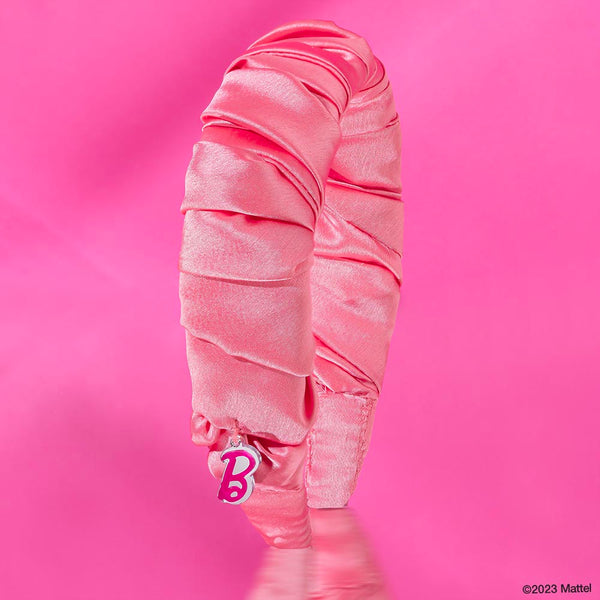 Barbie Satin Ruffle Hair Band with Barbie Charm - Pink
