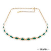 Gold-Plated Kundan, Polki and Pearls Studded Almond-shaped Head Chain - Emerald