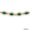 Gold-Plated Kundan, Polki and Pearls Studded Almond-shaped Head Chain - Emerald