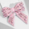 Embellished Crystal Hair Bow Barrette Clip - Pink