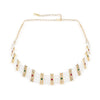 Gold Plated Hair Band with White Polki and Colorful Stones - Red & Green