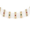 Gold Plated Hair Band with White Polki and Colorful Stones - Red & Green