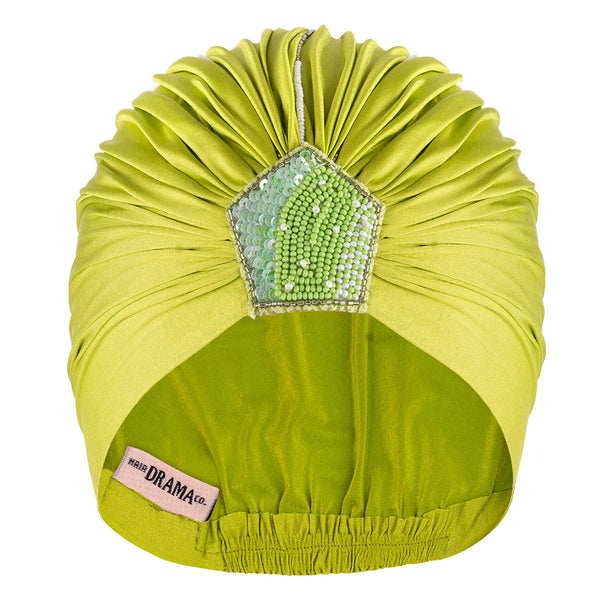 Bahamas Vacay Gift Box with 1 Embroidered Knotted Hair Band, 1 Embellished Turban & 3 Hair Pins - Green