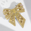 Embellished Crystal Hair Bow Barrette Clip - Golden