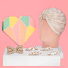 Bling Gift Box with 1 Crystal Turban, 1 Embellished Hair Bow and 4 Embroidered Hair Pins- Gold