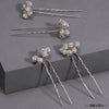 Set of 4 Embellished Pearls U Pins - Silver