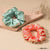 Set of 2 Silk Satin Scrunchies with Pearls - Pink & Mint Green