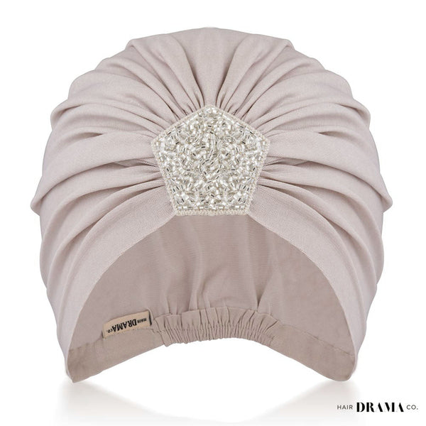 Shimmer & Glitter Turban - Latte