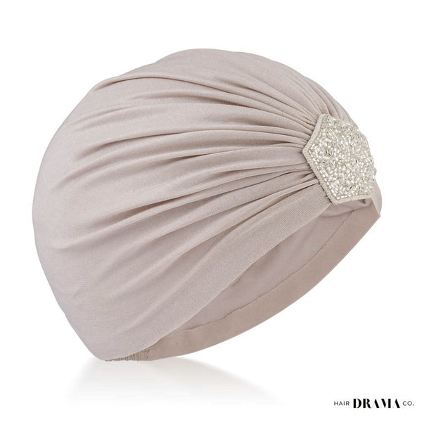 Shimmer & Glitter Turban - Latte