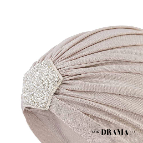 Shimmer & Glitter Turban - Latte