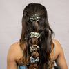 Green and Grey Silk Satin Scrunchies - Pack of Four