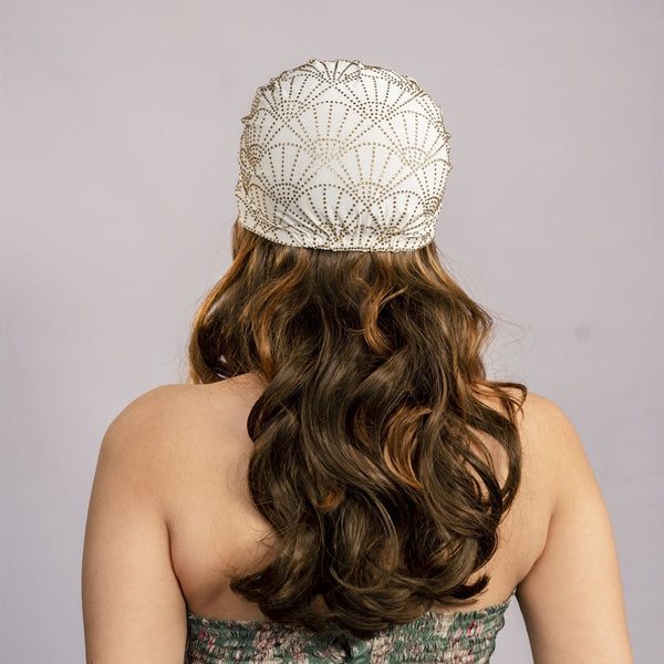 Off - White Turban - Golden Crystals