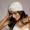 Off - White Turban - Silver Crystals