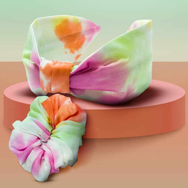 Tie-Dye Headband & Scrunchie Set -Orange