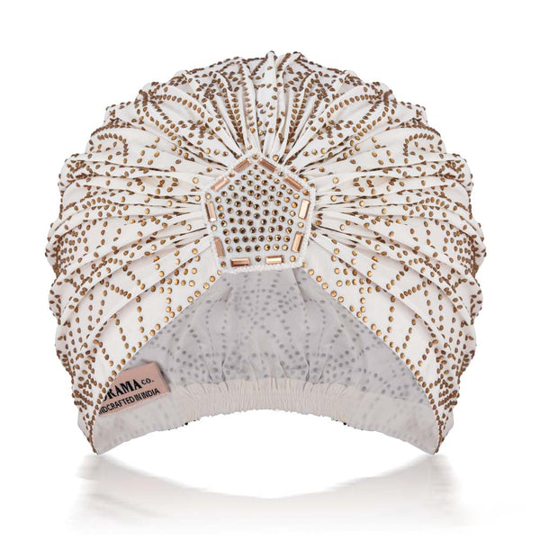 Bling Gift Box with 1 Crystal Turban, 1 Embellished Hair Bow and 4 Embroidered Hair Pins- Gold