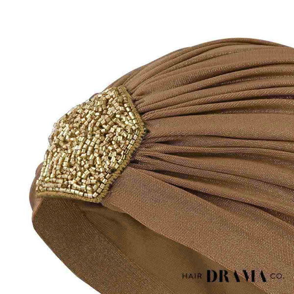 Shimmer & Glitter Turban - Brown