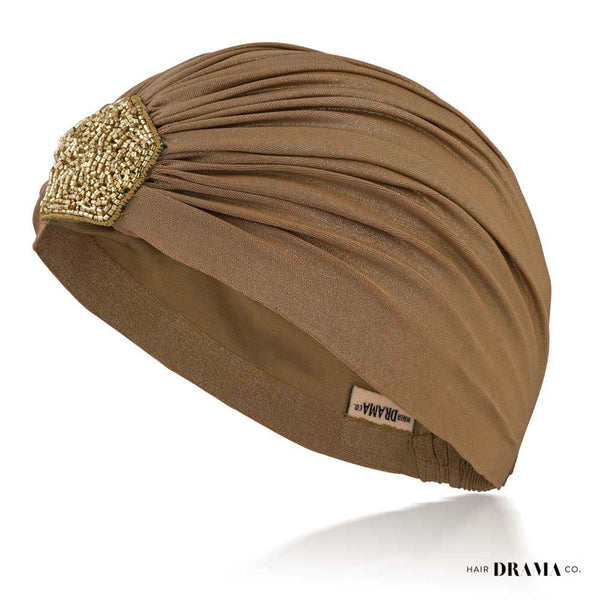 Shimmer & Glitter Turban - Brown