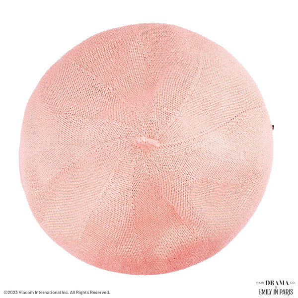 HDC X Emily In Paris Pink Beret with Black Ribbon, Crystals & Pink Heart Charm