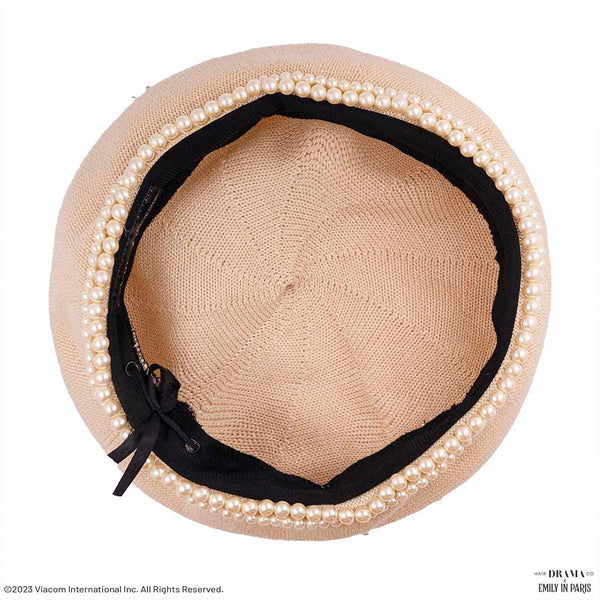 HDC X Emily In Paris Off-White Beret with Pearl Embellishment