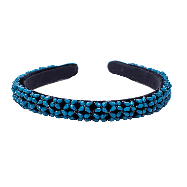 Sleek Beaded Headband - Blue