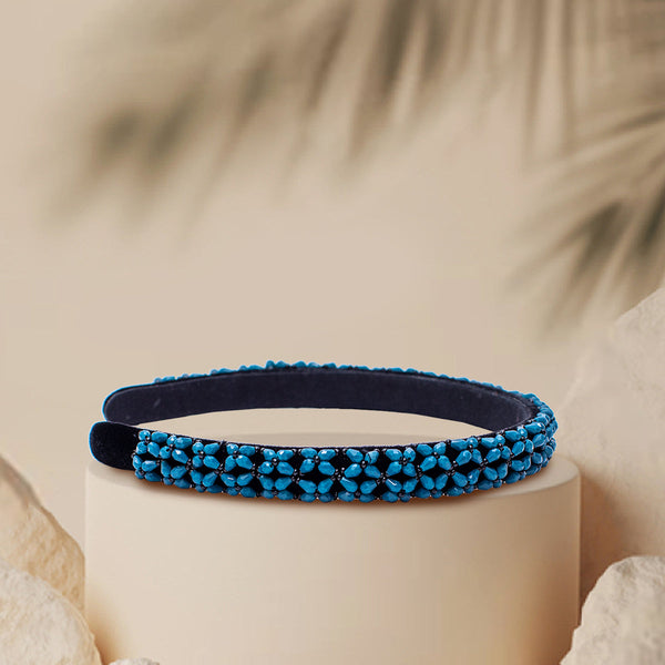 Sleek Beaded Headband - Blue