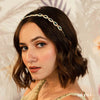 Gold-Plated Kundan, Polki and Pearls Studded Almond-shaped Head Chain - Emerald