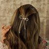 Pearl Hair Bow Alligator Clip - Gold