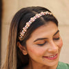 Red and Green Gold Plated Hair Band with White Pearls