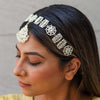Gold Plated Mathapatti with Polki, White Pearls and Beads