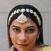 Gold Plated Mathapatti with Polki, White Pearls and Beads