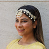 Gold Plated Mathapatti with Polki, Beads and White Pearl Drops
