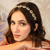 Gold Plated Peacock Hair Band with Pearls and Polki - Red & Green