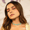 Gold-PlatedWhite Kundan & Polki Head Chain - Turquoise Green