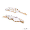 Shell & Pearl Embellished Hair Pins - Set of 2 - Gold