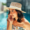 HDC x Emily In Paris Tan & White Woven Straw Flat Brim Hat