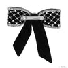 Embellished Velvet Hair Bow Barrette Clip - Black