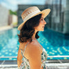 HDC x Emily In Paris Tan & White Woven Straw Flat Brim Hat
