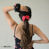 Fushcia Printed Satin Scrunchies - Set of 3