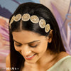 Gold-Plated Kundan, Polki and Pearls Studded Circular Head Chain