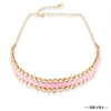 Gold Plated Hair Band with Light Pink Crystals and Transparent Stones
