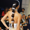 Crystal Net Hair Bow Alligator Clip - Silver