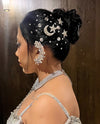 Embellished Star & Moon Hair Pins Set of 4 - Silver