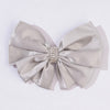 Satin Crystals Hair Bow Alligator Clip - Grey