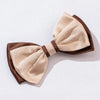 Dual Tone Satin Hair Bow Alligator Clip - Latte & Brown