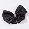 Satin Crystals Hair Bow Alligator Clip - Black