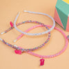 Barbie Glitter Gift Box with 3 Hair Bands and 3 Hair Bows - Pink & White