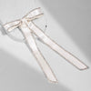 Satin Ribbon Crystal Hair Bow - Off-White
