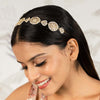Gold Plated Circular Hair Band for Women in Pearls and White Polki