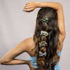 Green and Grey Silk Satin Scrunchies - Pack of Four